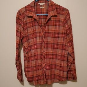 Weatherproof Vintage Plaid Top - Tan and‎ Orange